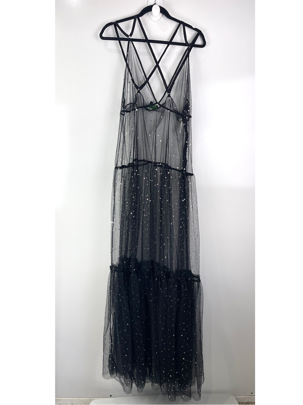 ClubExx DollsKill Sweet Open Air Magic Maxi Dress Sheer Black Size 3X Rave Stars